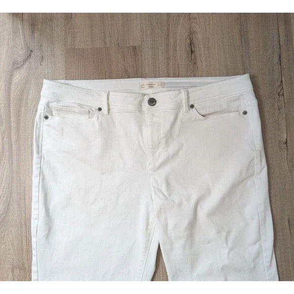 J Jill Denim Size 16 Authentic Fit Cropped White Stretch Jeans Cuffed Preppy - Picture 7 of 12